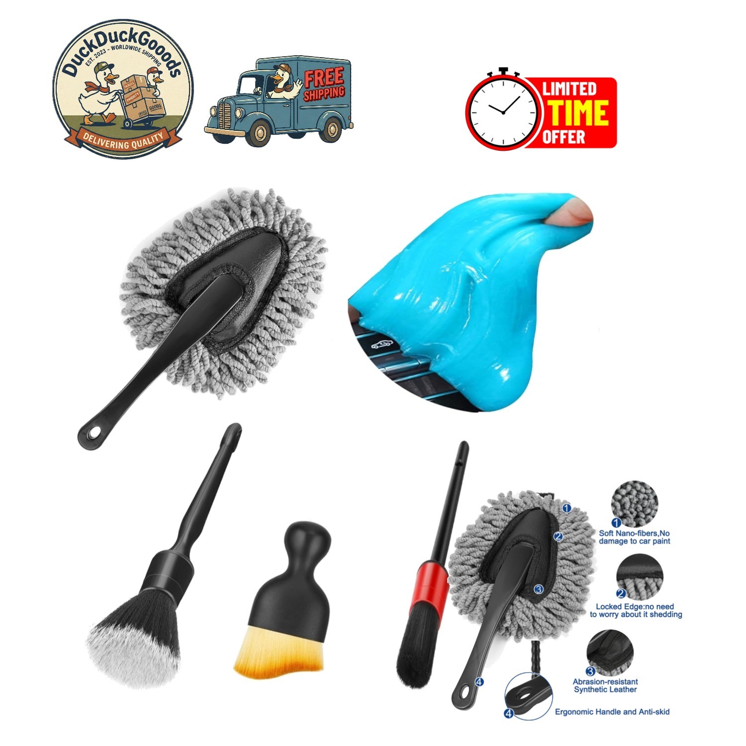 Soft Touch Car Interior Duster Brush – Anti-Scratch Cleaning Gel Kit Essentials