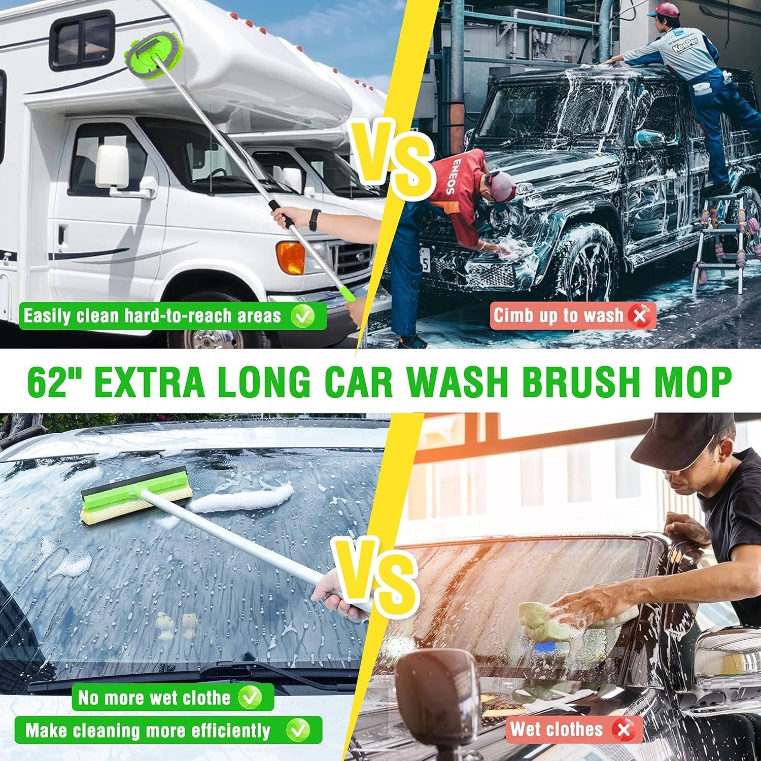 17Pcs Car Wash & Detailing Kit with 62” Mop & Eco-Friendly Tools