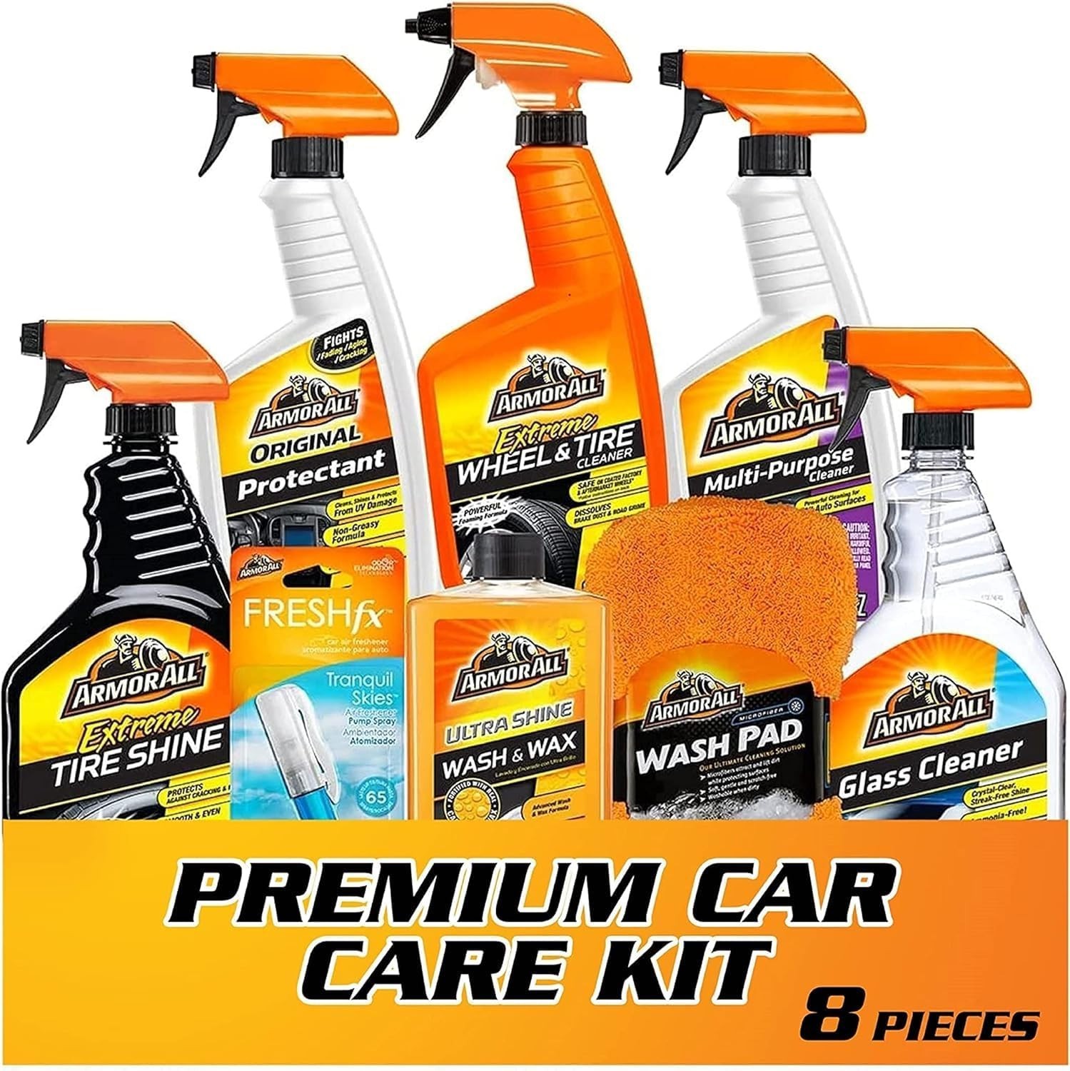 8-Count Car Care Kit: Unleash Showroom Shine with Essential Cleaners