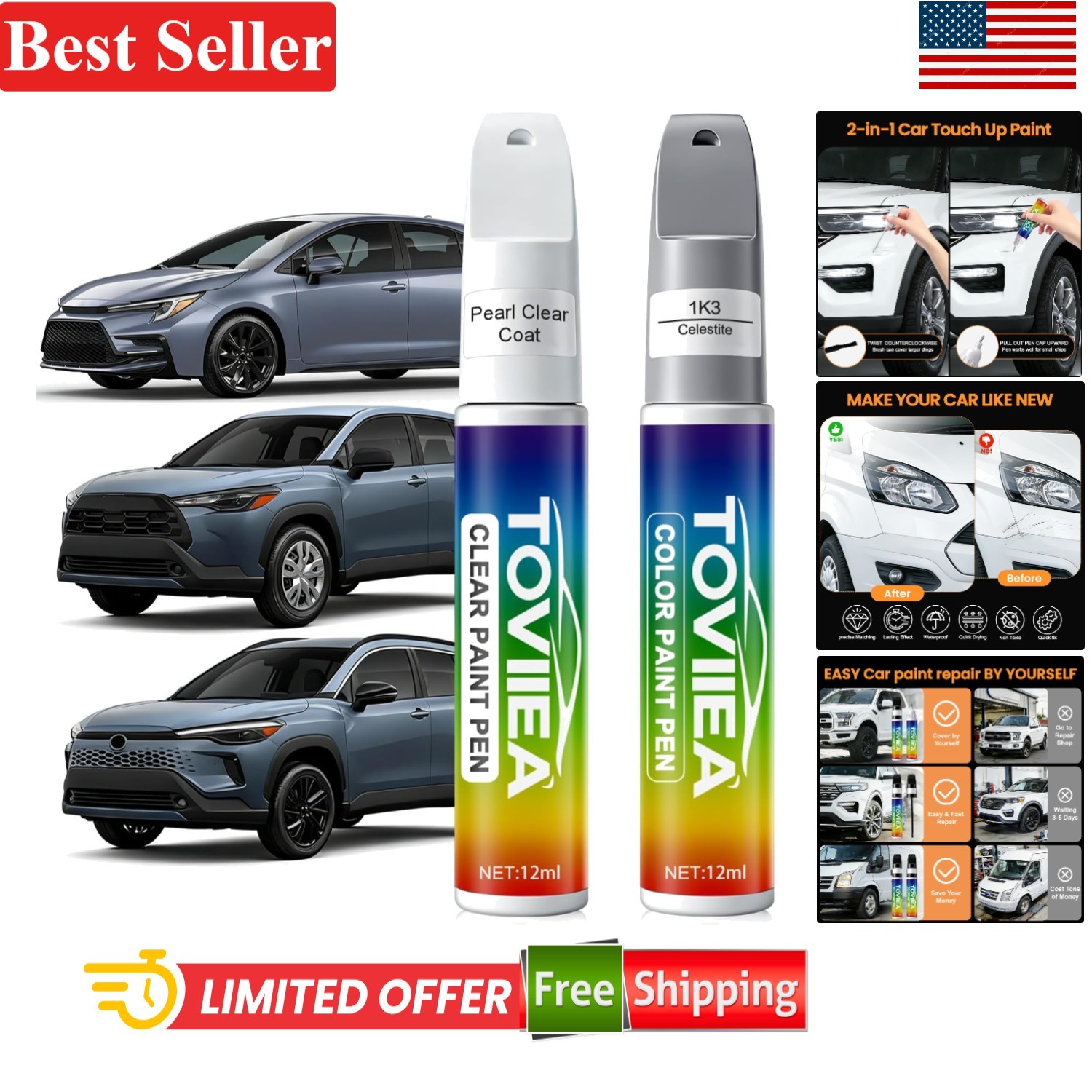 Quick-Drying Celestite Touch Up Paint – 2-in-1 Car Scratch Repair for Toyota