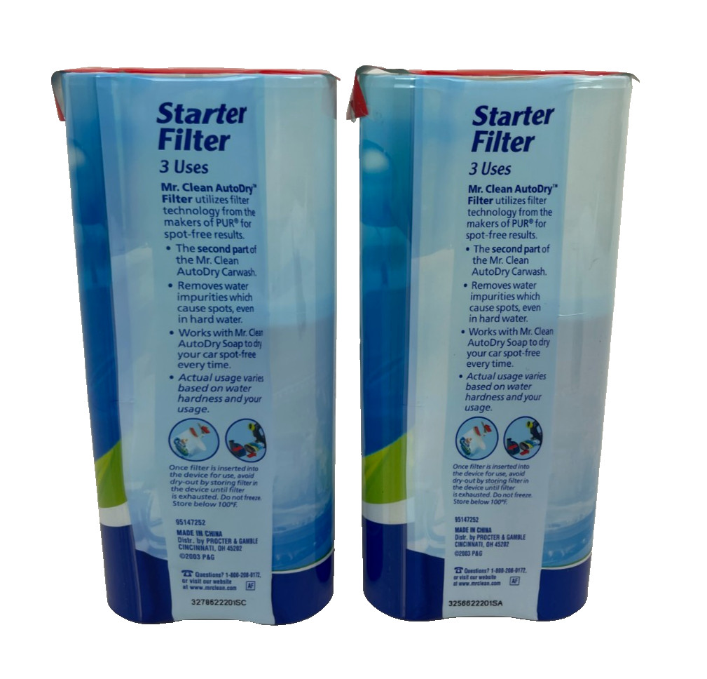 Two (2) Mr Clean Auto Dry Car Wash Refill Disposable Filter 10 Uses New Sealed