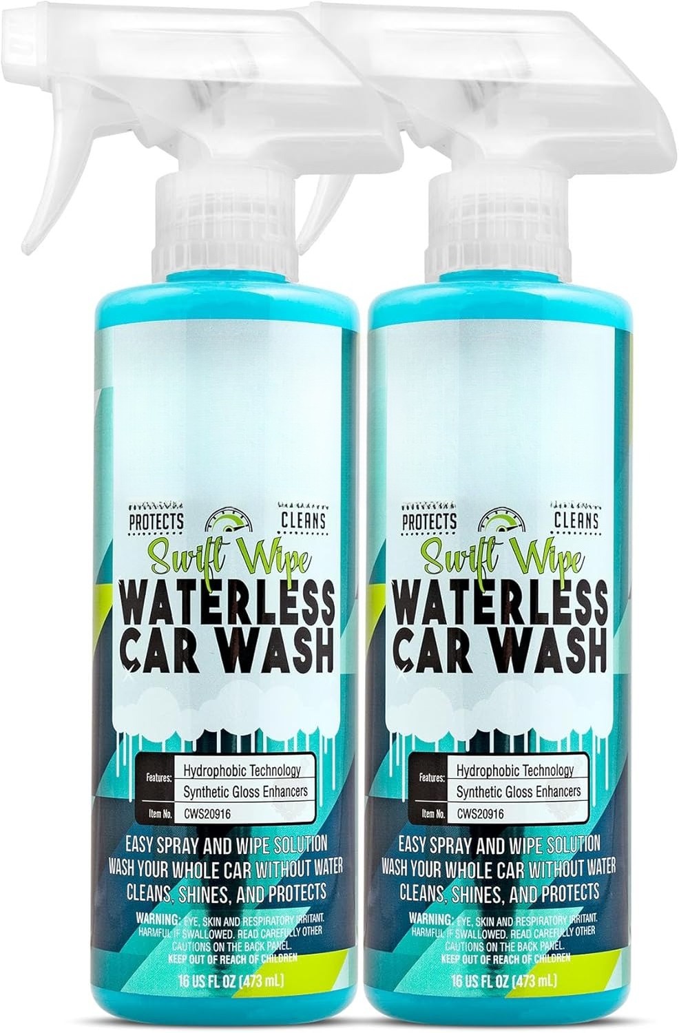Wipe Waterless Car Wash, Safe for Cars, Trucks, RVs & More, 16 fl oz (2-Pack)