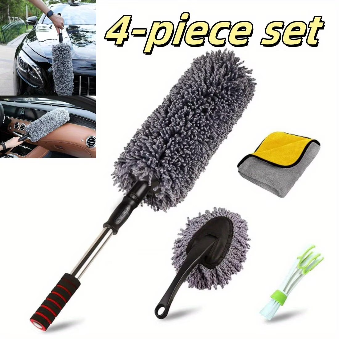4 Piece Car And Home Duster Brush Set CAR INTERIOR & EXTERIOR- HOME AND OFFICE