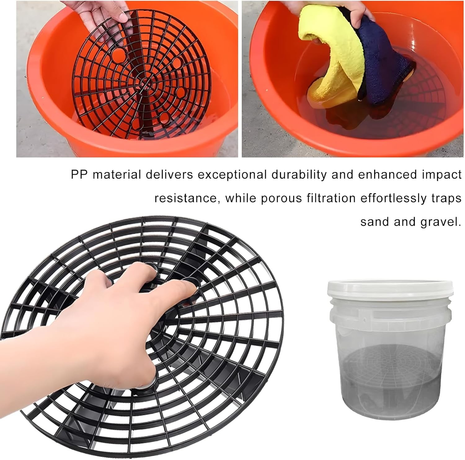 Car Wash Bucket Insert, 2 PCS Grit Trap Filter Removes Dirt Debris, Color: Black