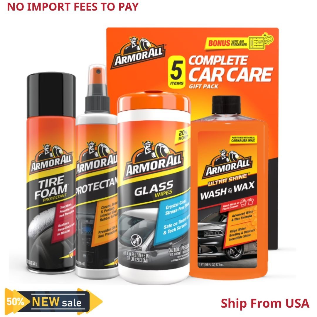 Armor All Complete Car Cleaning Care Kit for Car Detailing plus Bonus Air Freshe