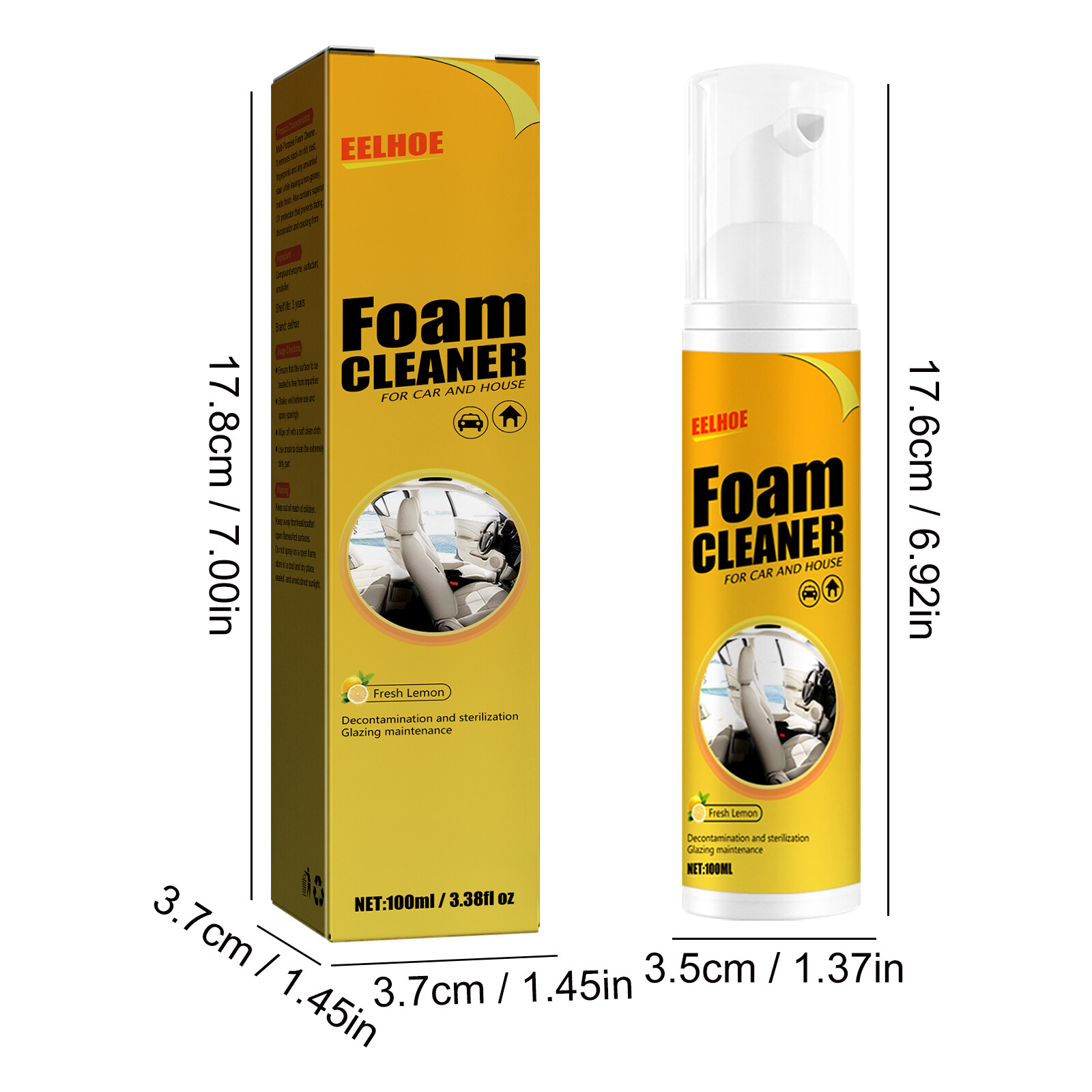 Auto Foam Cleaner For Interior Surfaces Removes Stains Decontamination Cleaner