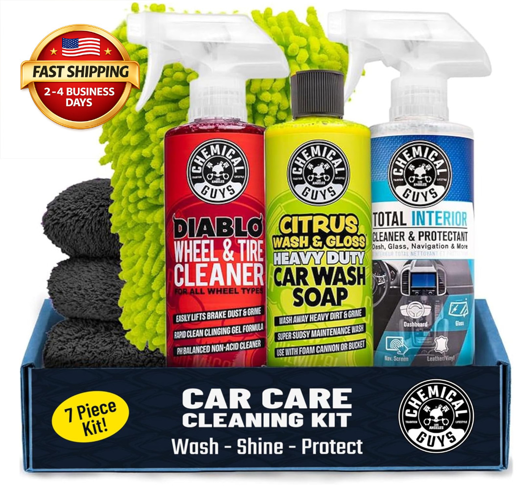 Car Cleaning Kit Interior and Exterior Wash Kit with Cleaning and Detailing 7PCS