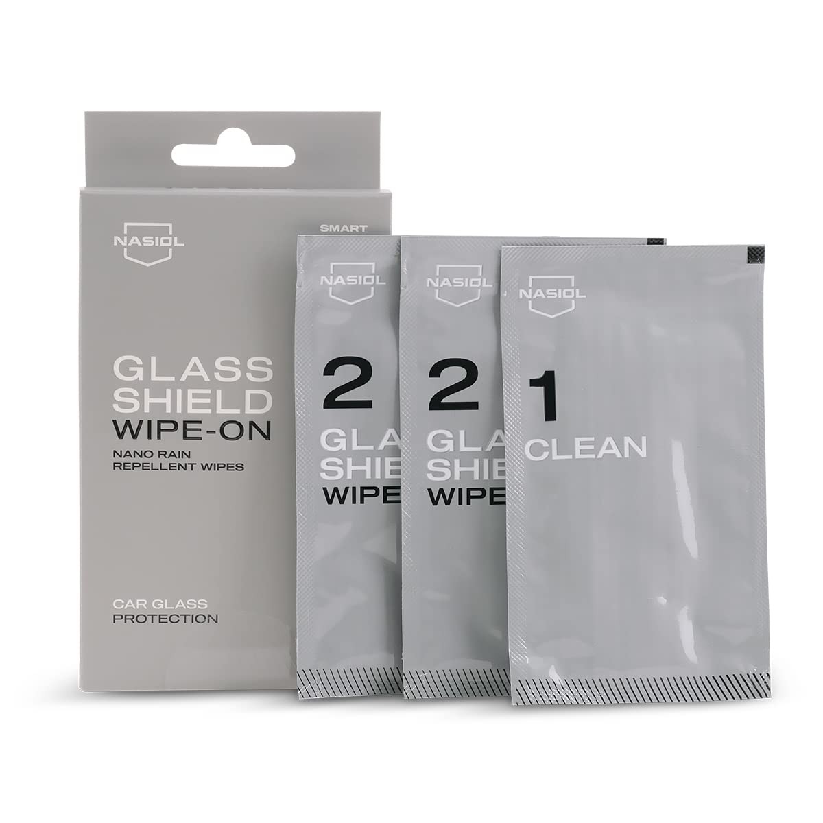 Nasiol GlasShield Wipe-On Nano Rain Repellent Wipe Kit, Ceramic Coating for…
