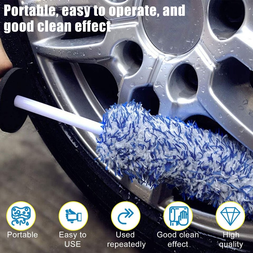 Car Cleaning Rim Cleaner Wheel Cleaning Brush, Metal Free Soft Synthetic Wool US
