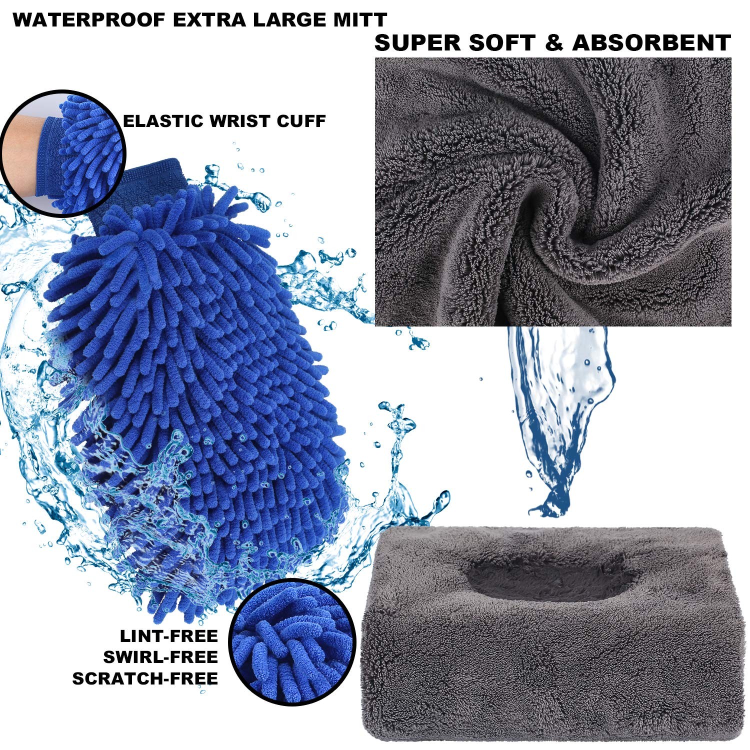 AUTODECO 22Pcs Car Wash Cleaning Tools Kit Car Detailing Set with Blue Canvas…