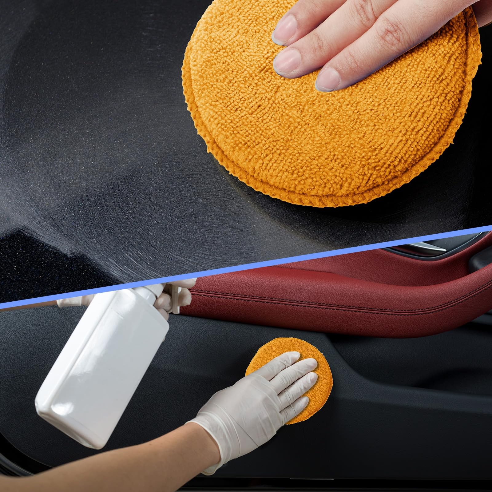 Tallew 12 Pack Microfiber Applicator Pad Sponge for Car Orange