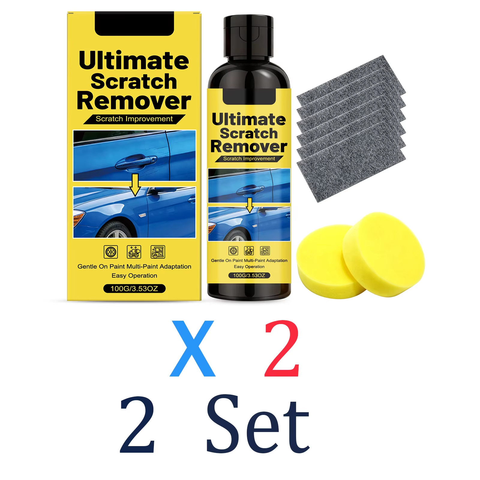 Car Scratch Repair Kit Paint Polish Remover with Sponge & Cloth Set