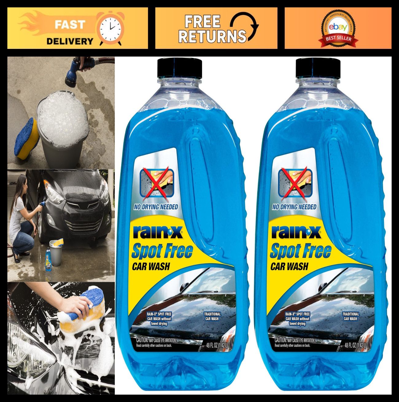 High Foam Car Wash Soap – Deep Cleaning, Spot-Free Shine, No Drying Needed, 48 f