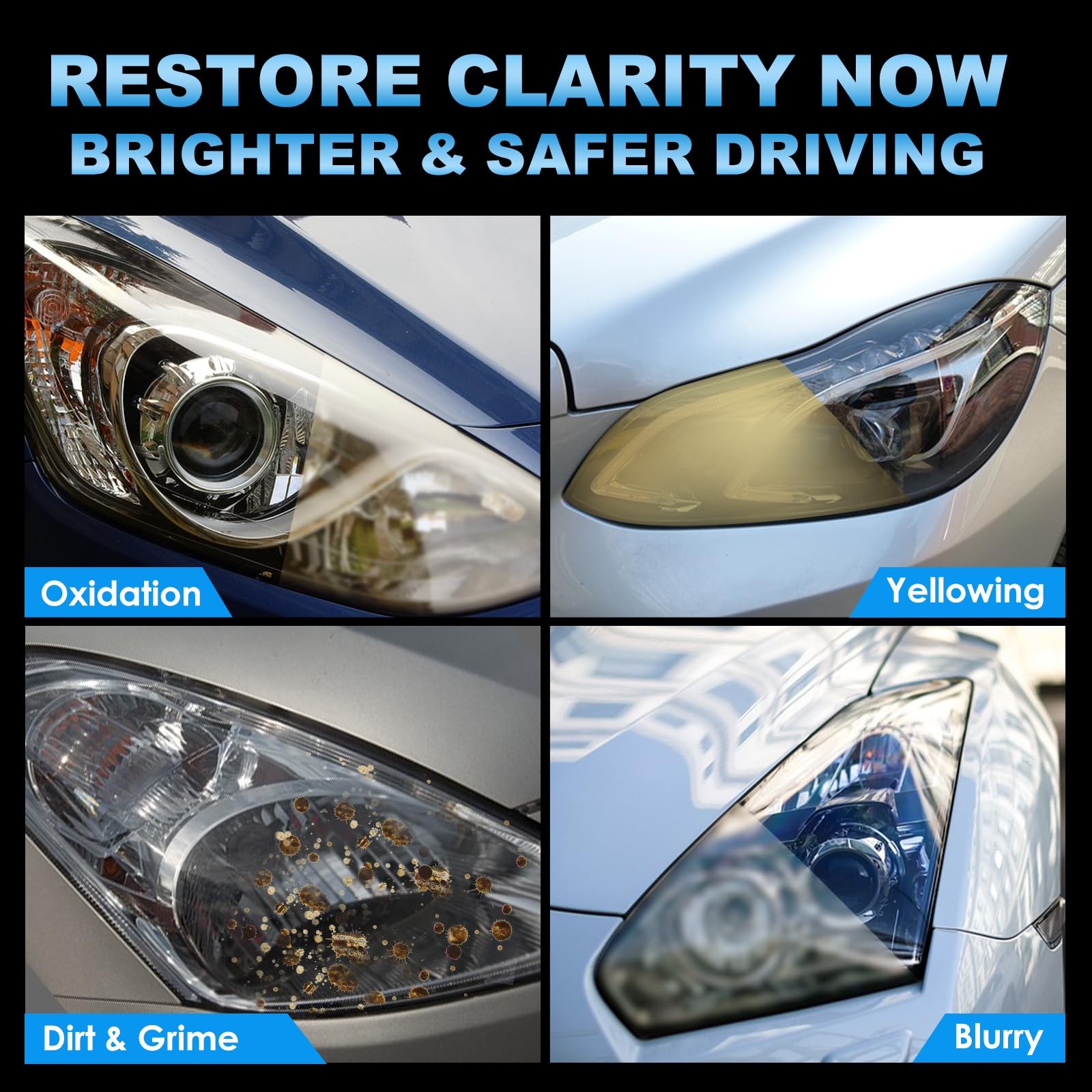 SHIELDOM Headlight Restoration Headlamp Cleaner Instantly Restores Yellowed…