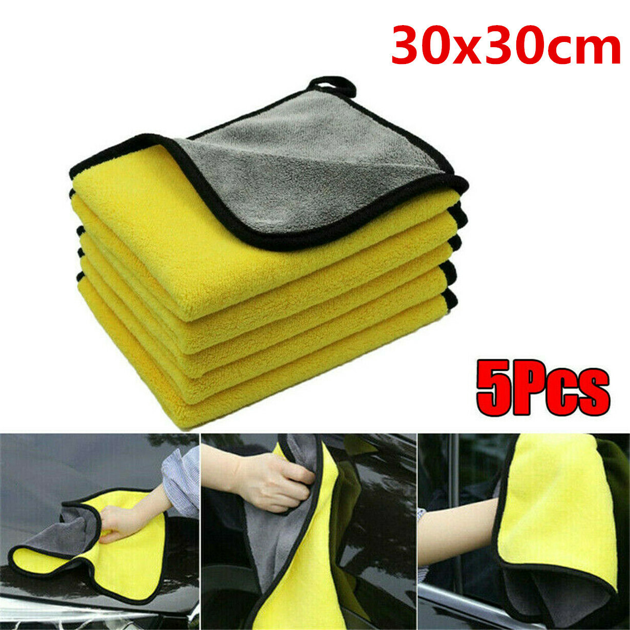 5Pcs Car Cleaning towels Wash Cloth Microfibre Super Absorbent Polishing Drying