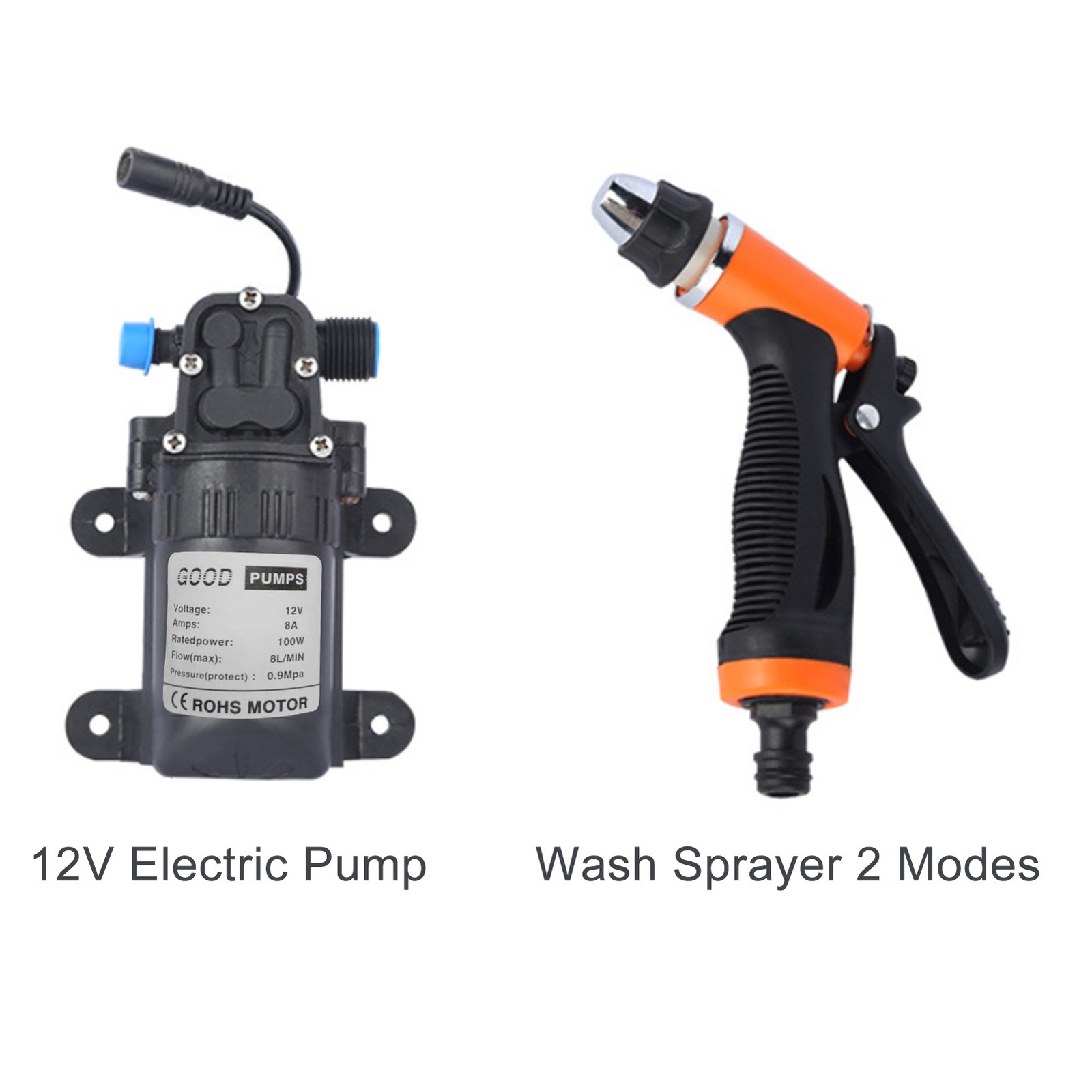 High Pressure Car Washing Machine Kit 12V Electric Pump + Wash Sprayer 2 Modes +