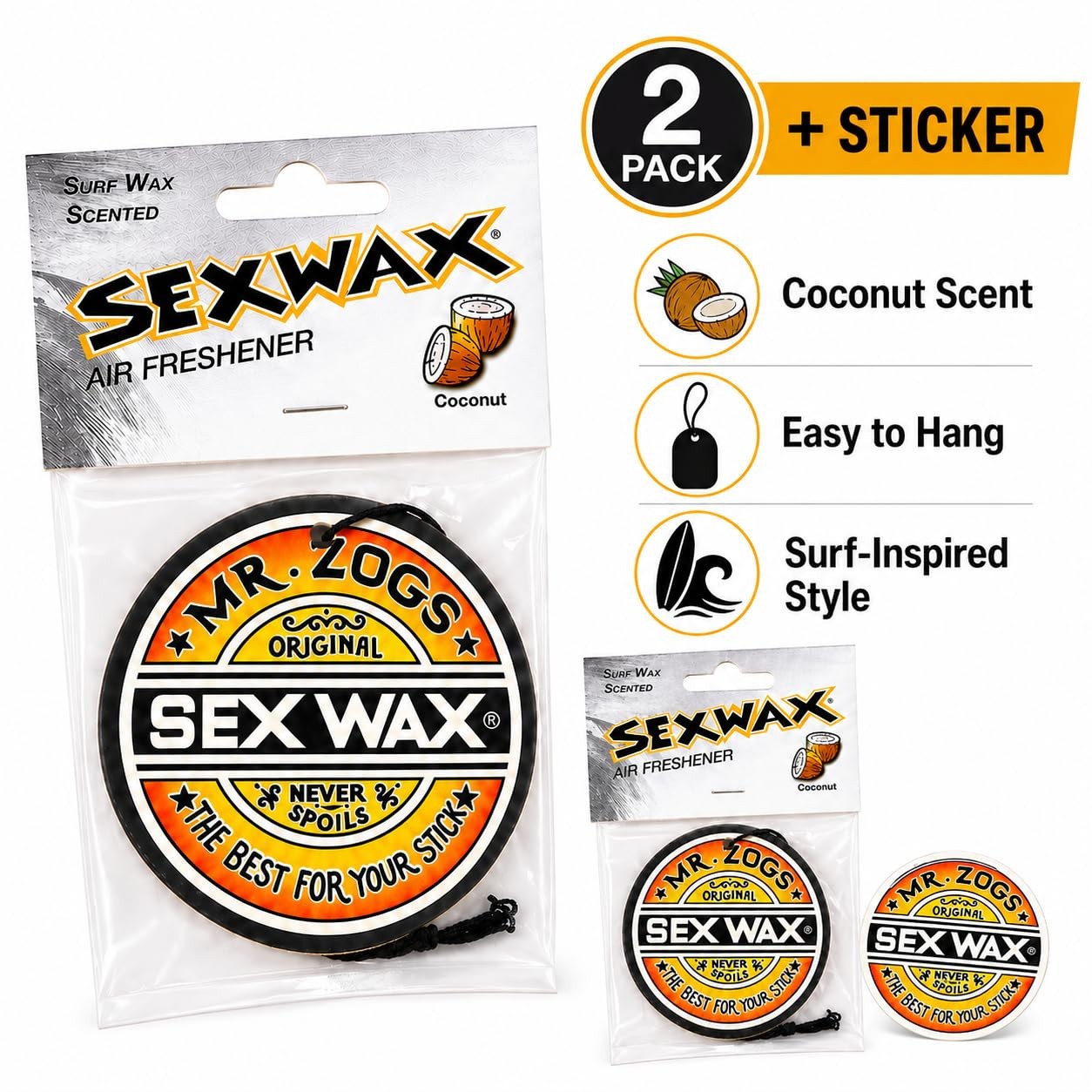 SEX WAX Car Air Freshener | Hanging Long Lasting Scent Coconut