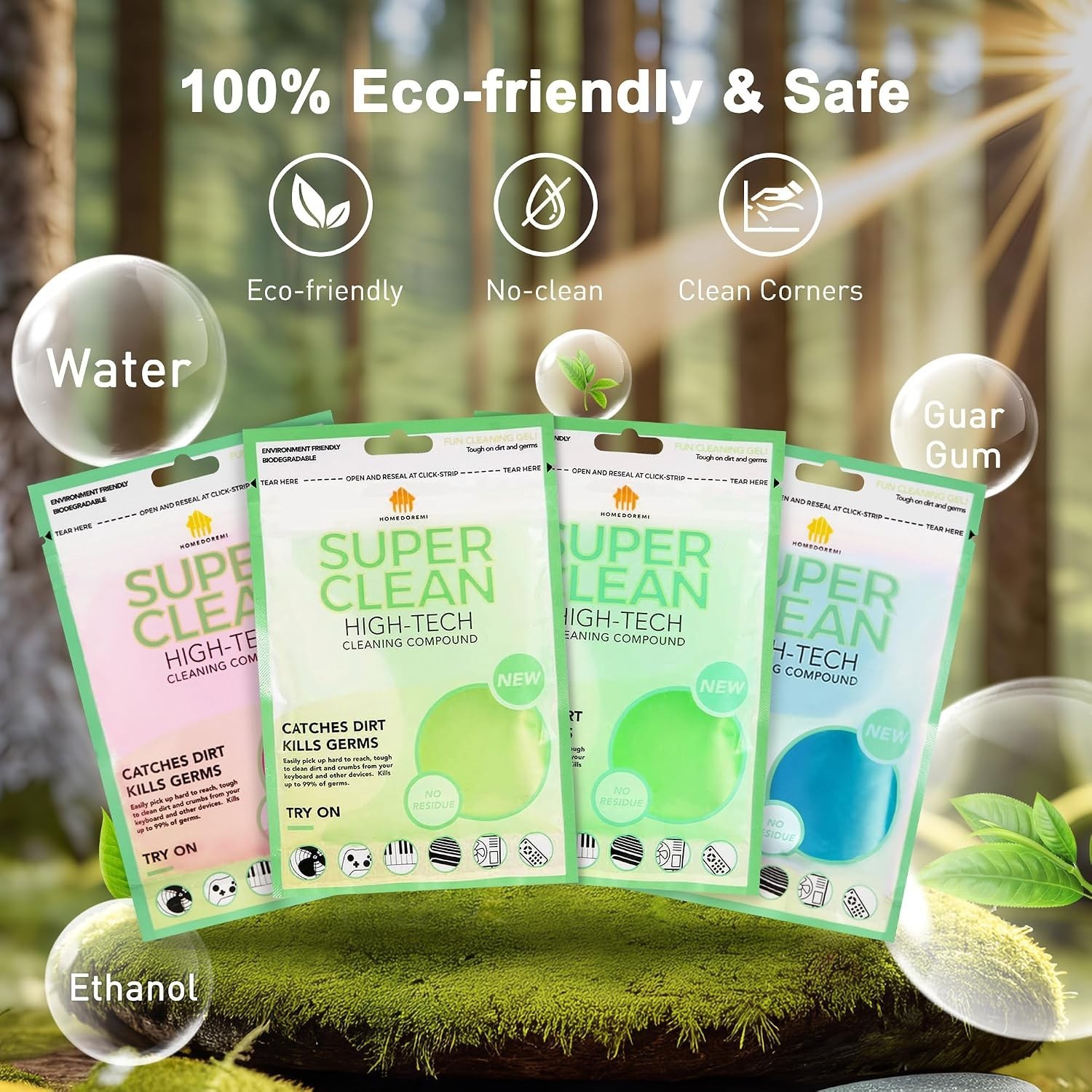 Eco-Friendly Car Cleaning Gel 4-Pack – Versatile Detailing Slime for Interior