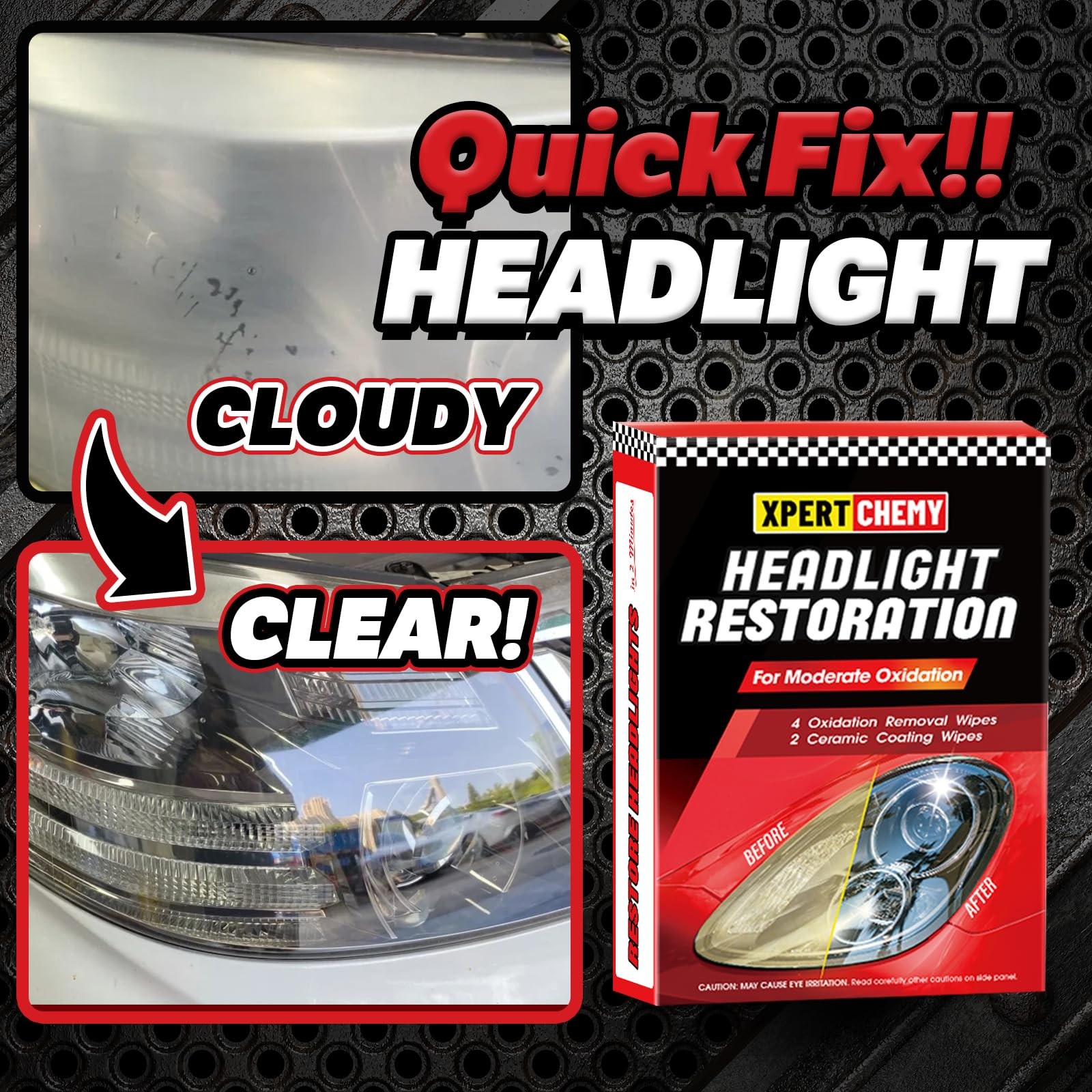 XPERTCHEMY Headlight Restorer Kit,Fast-2 Step Process Restoration…