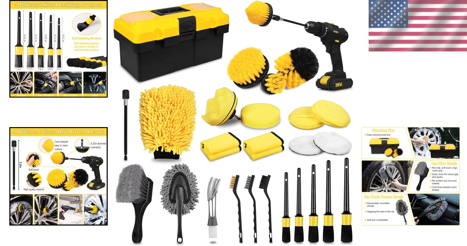 Complete 27PCS Auto Detailing Brush Set: Effortless Cleaning for Cars & More
