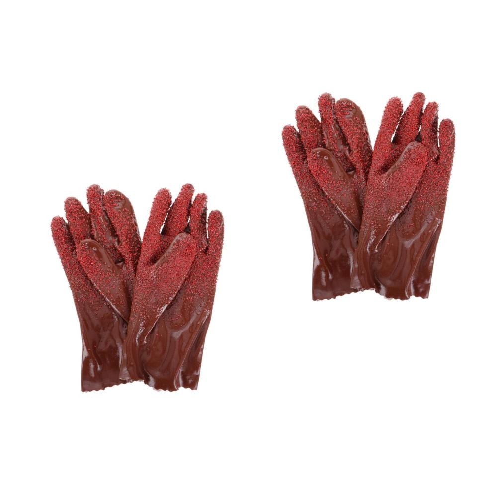 2 Pairs Non-slip Cleaning Gloves Kitchen Dishwashing Heavy Duty Water