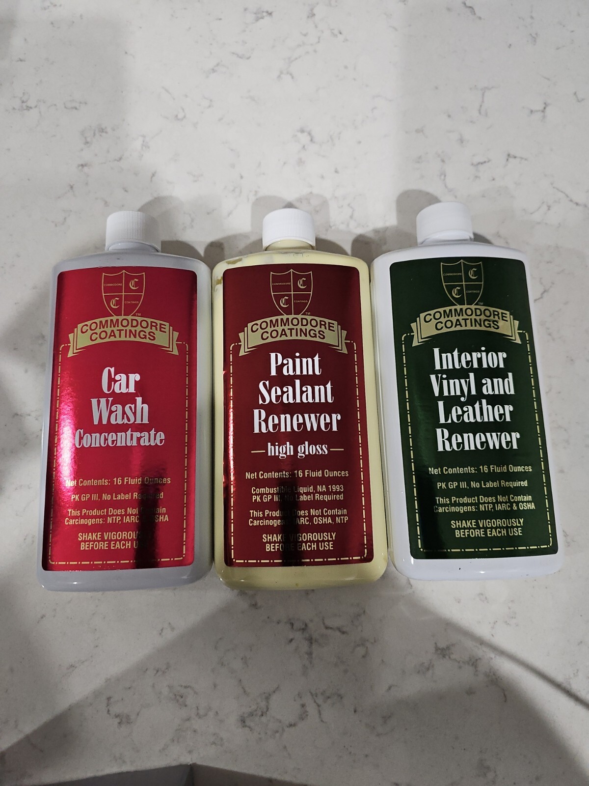 COMMODORE COATINGS AUTO MAINTENANCE KIT, WASH SEALANT LEATHER CREME, NEW