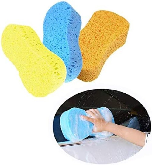 Versatile 3-Piece Soft Sponge Set for Car Wash and Household Cleaning