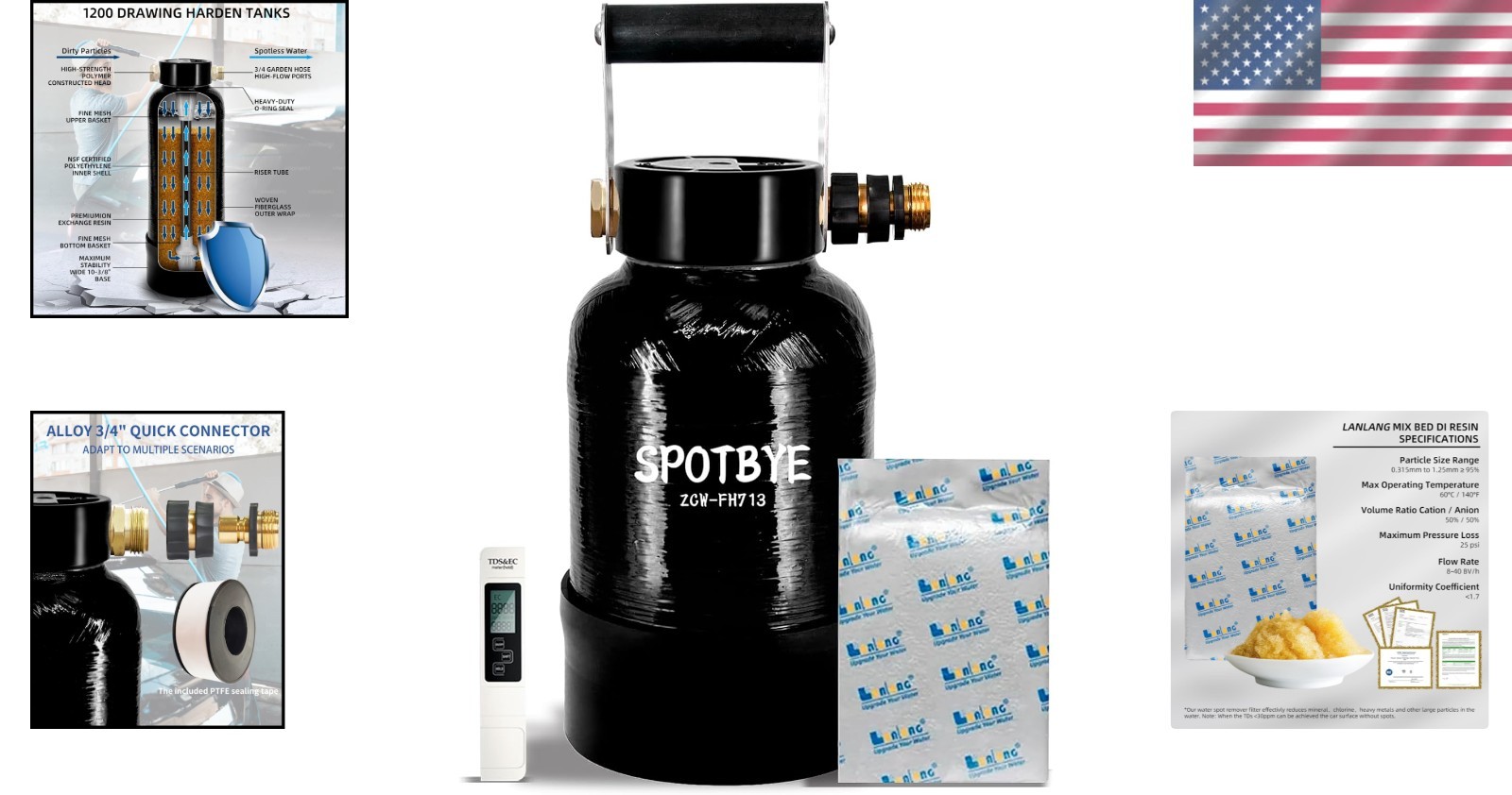 Portable Deionized Water System with TDS Meter for Streak-Free Vehicle Cleaning