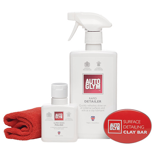 Autoglym Surface Detailing Clay Kit Rapid Detailer Resin Polish Cloth Clay Kit
