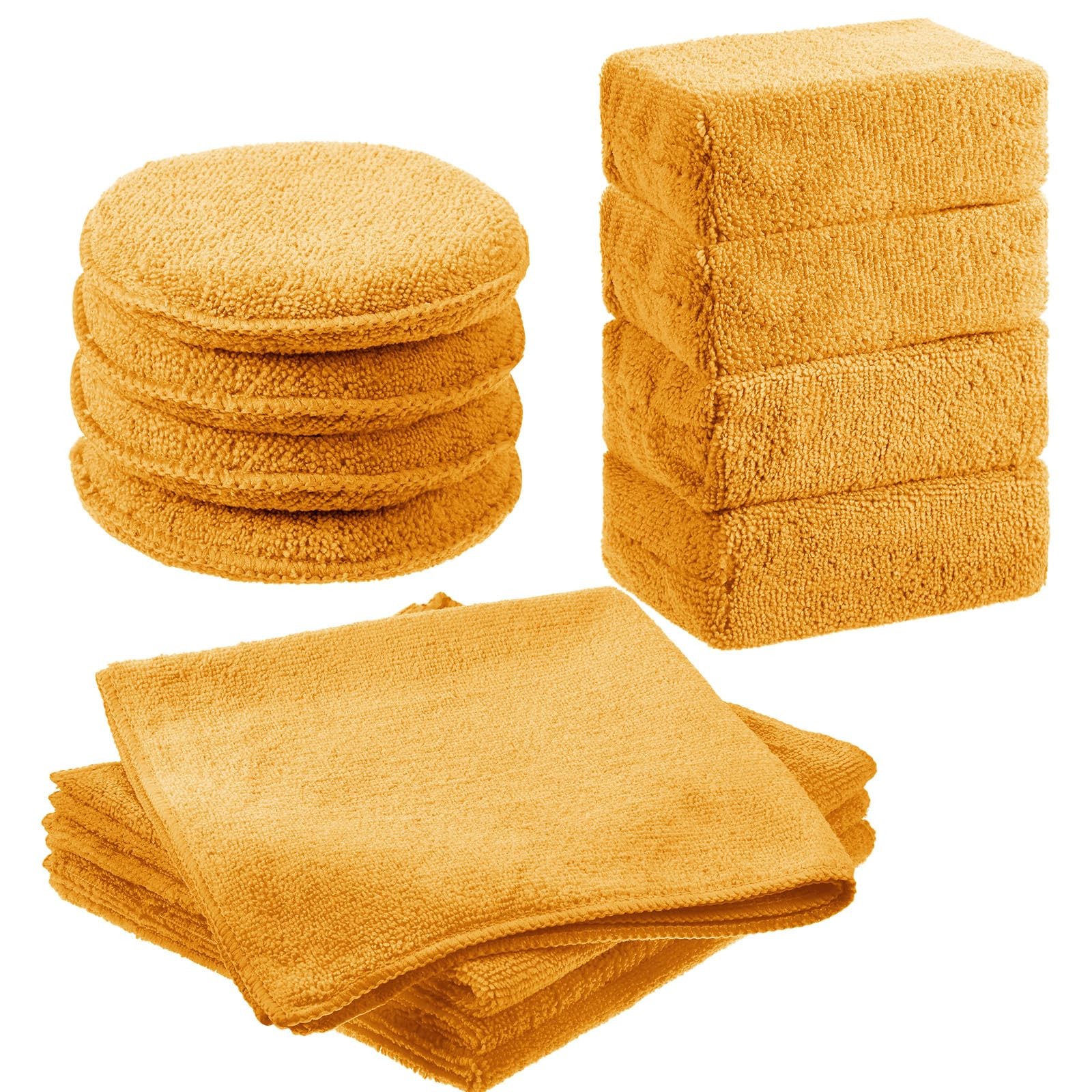 Tallew 12 Pack Microfiber Applicator Pad Sponge for Car Orange