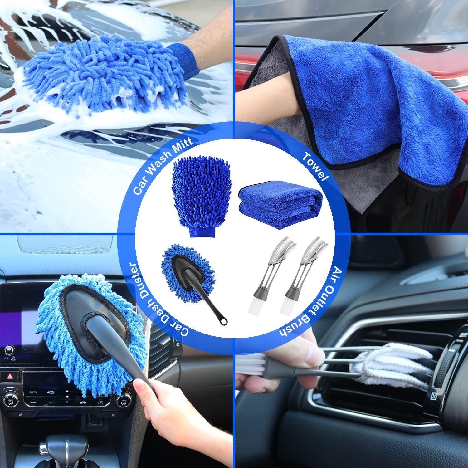 Car Detailing Kit Car Wash Supplies Brush Set Interior Exterior Wheels Cleaning