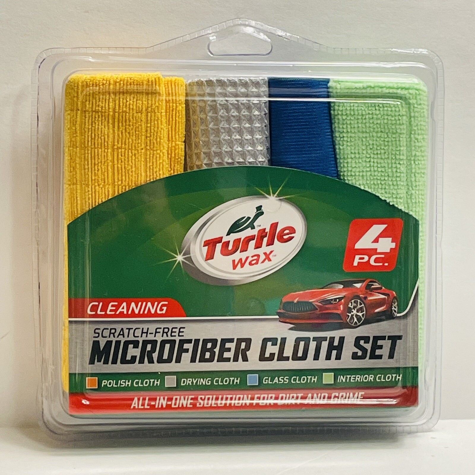 Turtle Wax Cleaning Microfiber Cloth Set 4 Pieces NEW Polish Glass Interior