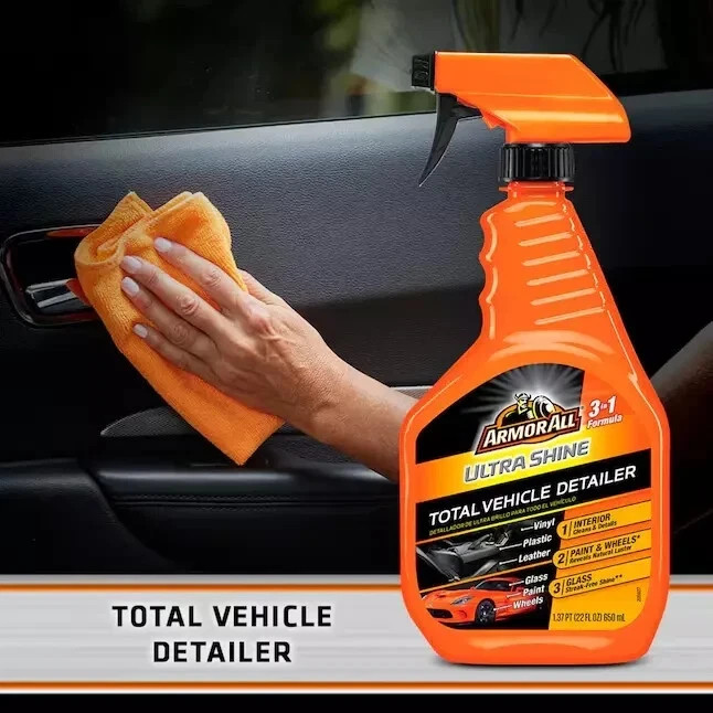 Armor All 3in1 Ultra Shine Detailer 22oz Car Cleaner Spray Wax Protect 2 Bottles