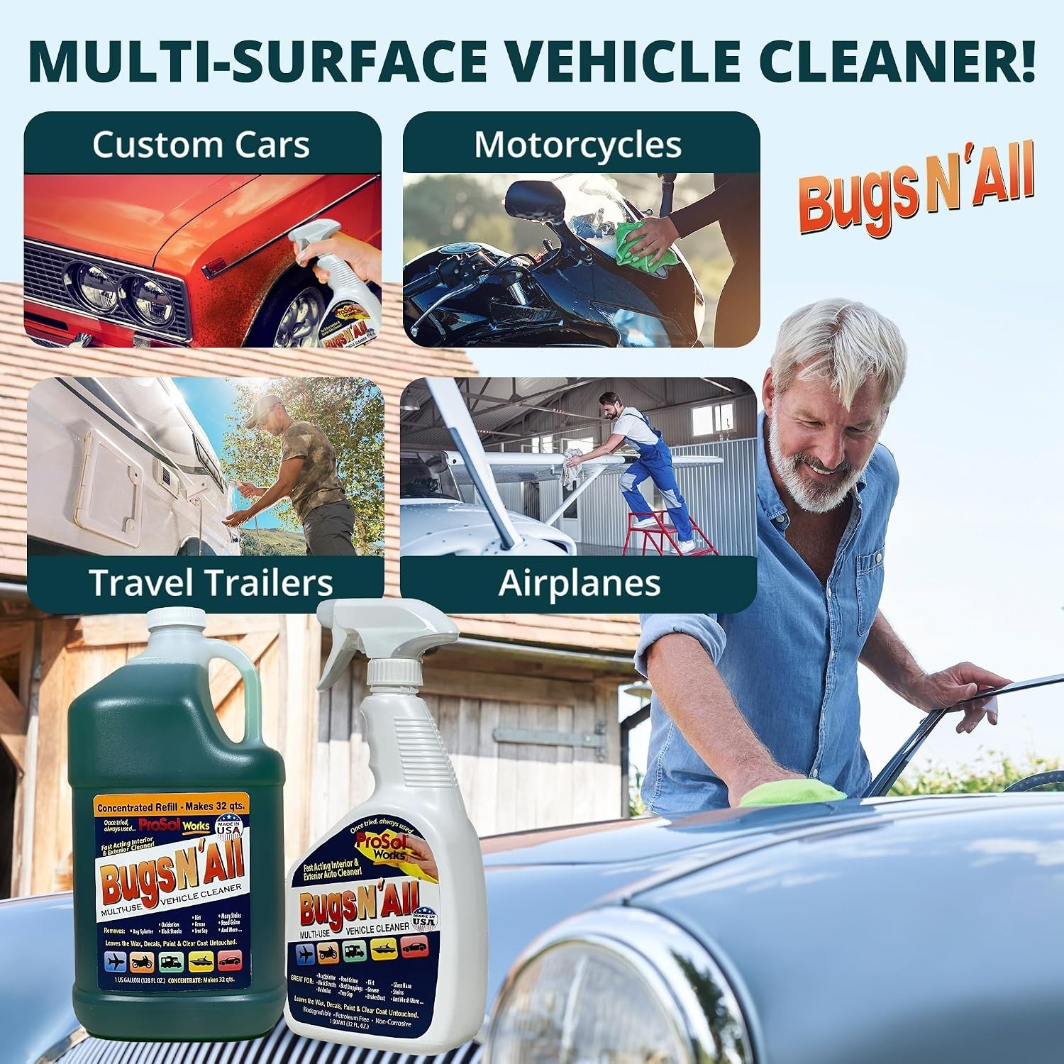 Effortless Cleaning with 1 Gallon Bug & Tar Remover – Includes Free Spray Bottle