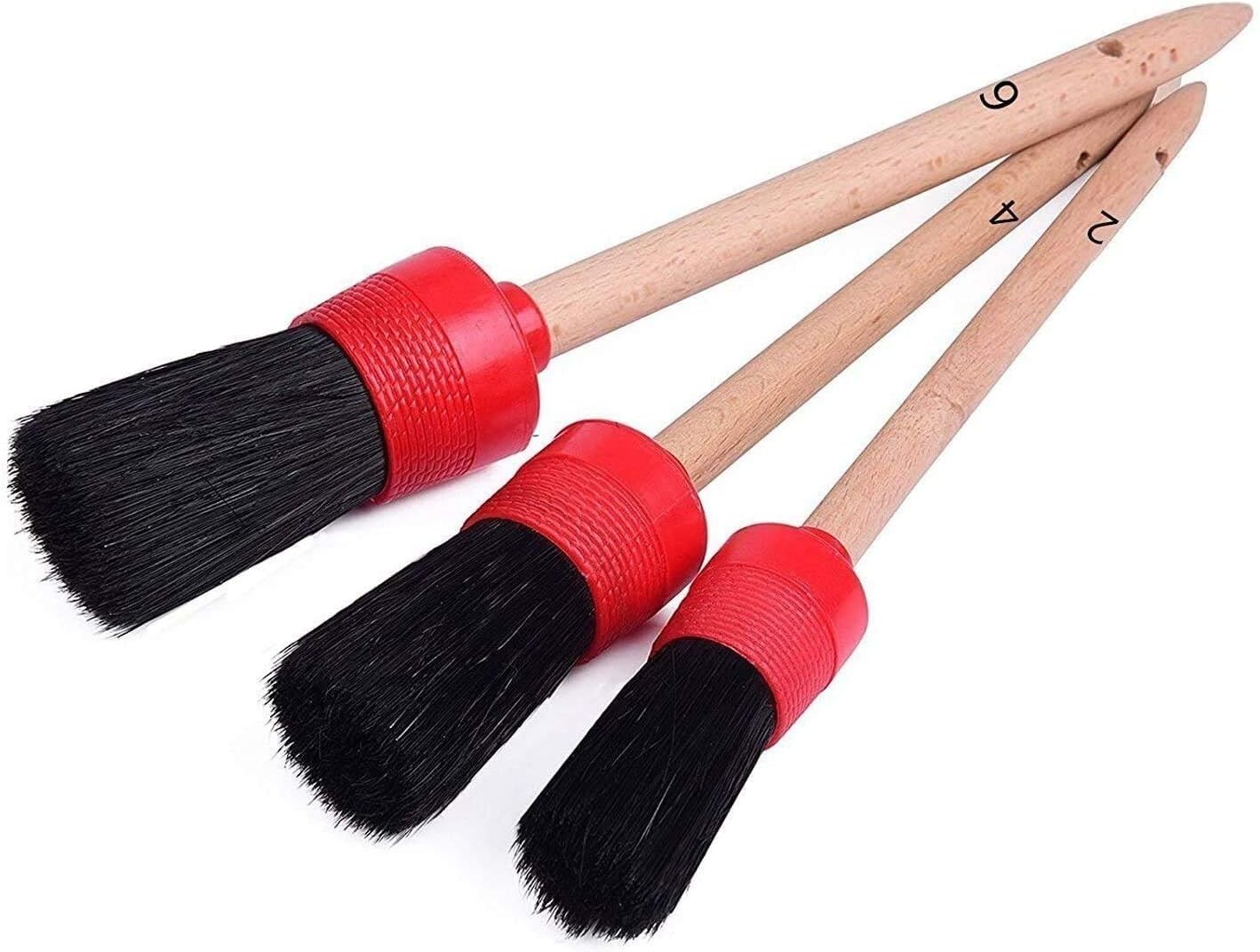 11 Pcs Red Auto Detailing Brush Set ,Car Air Conditioner Cleaning Wire Brush Kit