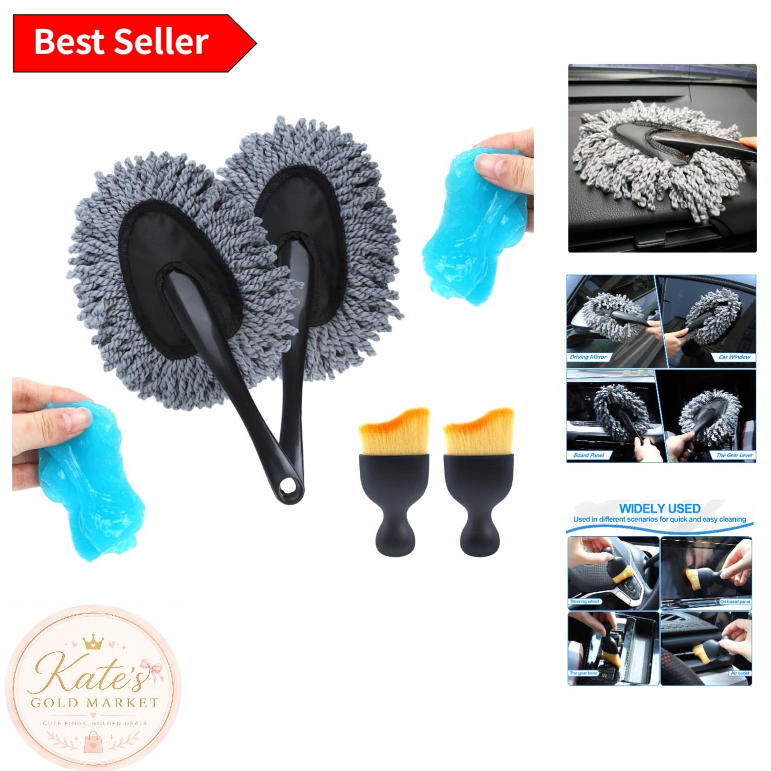 All-in-One 6 Pack Car Detailing Set: Fast Cleaning Brushes & Gel for Perfection