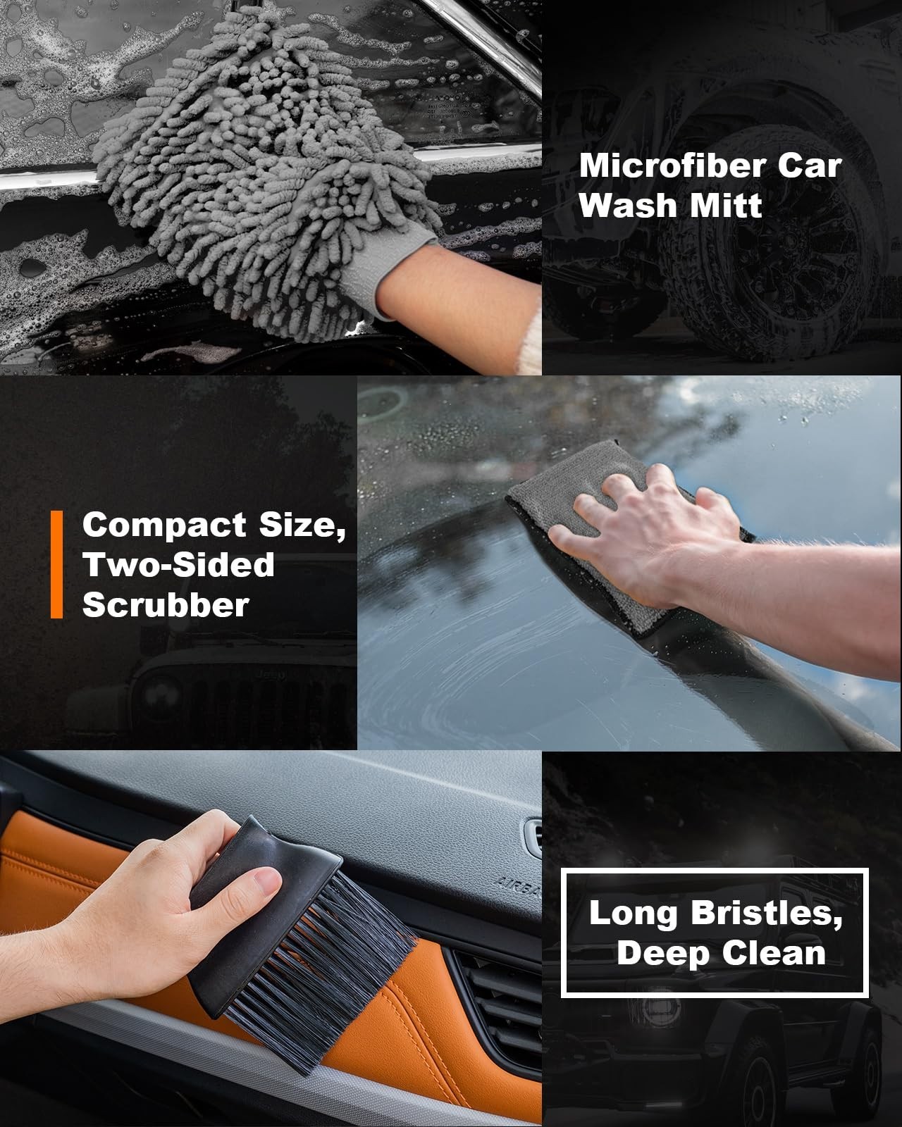 20Pcs Car Interior Cleaning Kit – Windshield Cleaner, Microfiber Mitt, Dash Dust