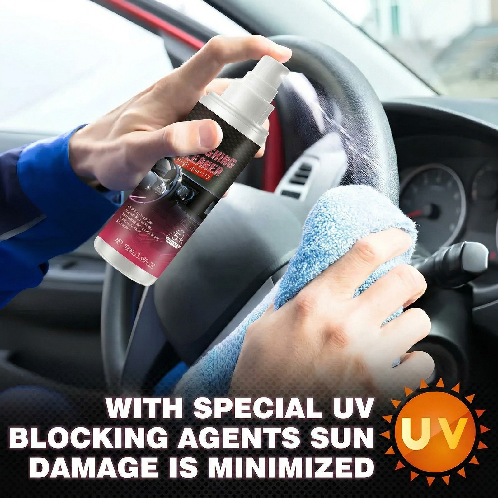 100ML Polishing Cleaner Car Interior,Vehicle Interior Polish for Rubber, Leather