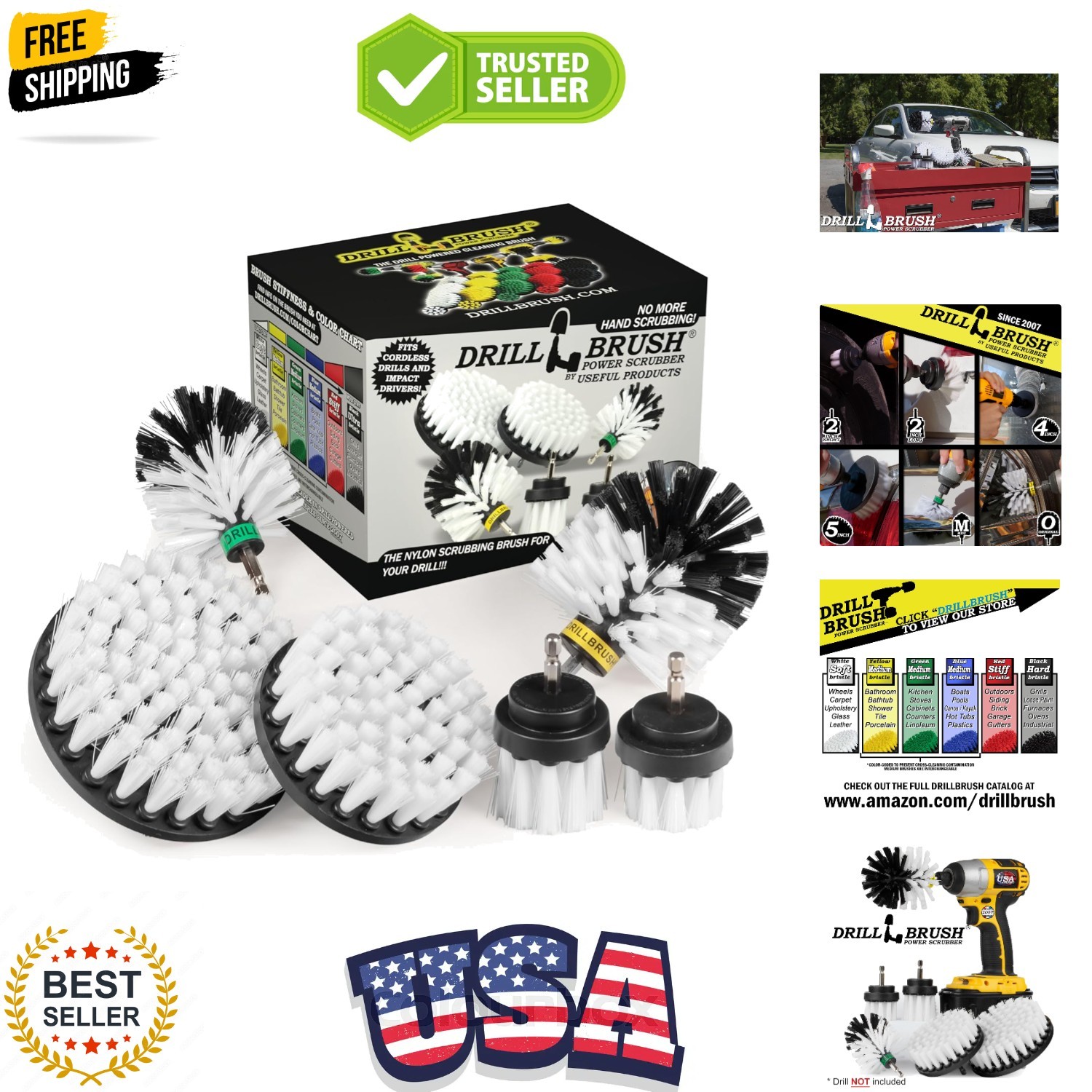 Drill Brush – Ultimate Car Wash Kit – Cleaning Supplies – Car Carpet – Truck …