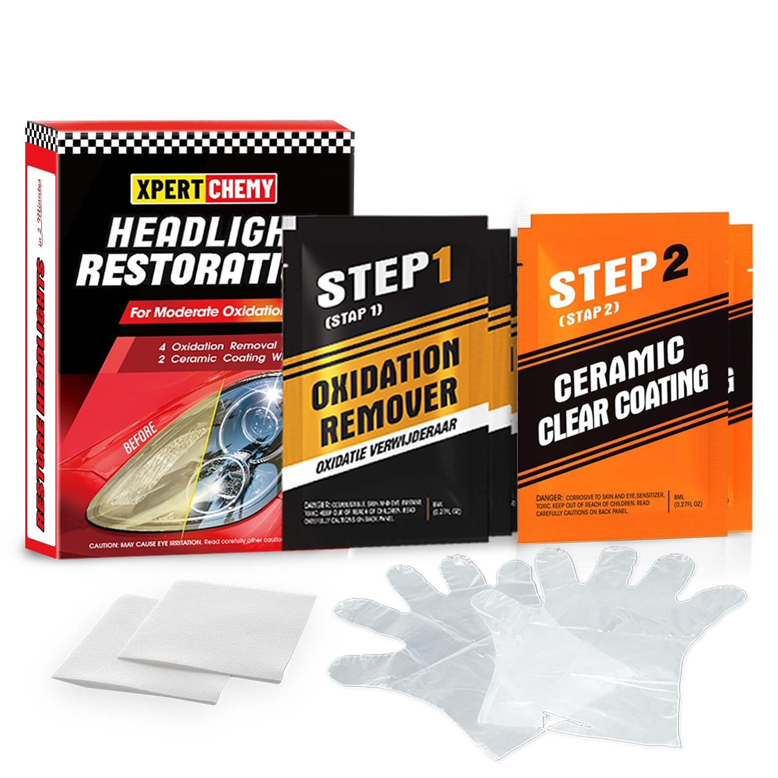 XPERTCHEMY Headlight Restorer Kit,Fast-2 Step Process Restoration…