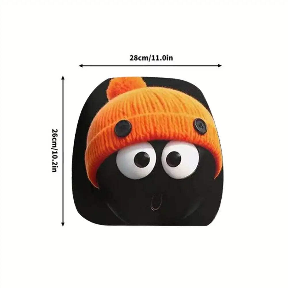 2PCS Funny Cartoon Premium Car Headrest Covers Elastic Stretchable Universal