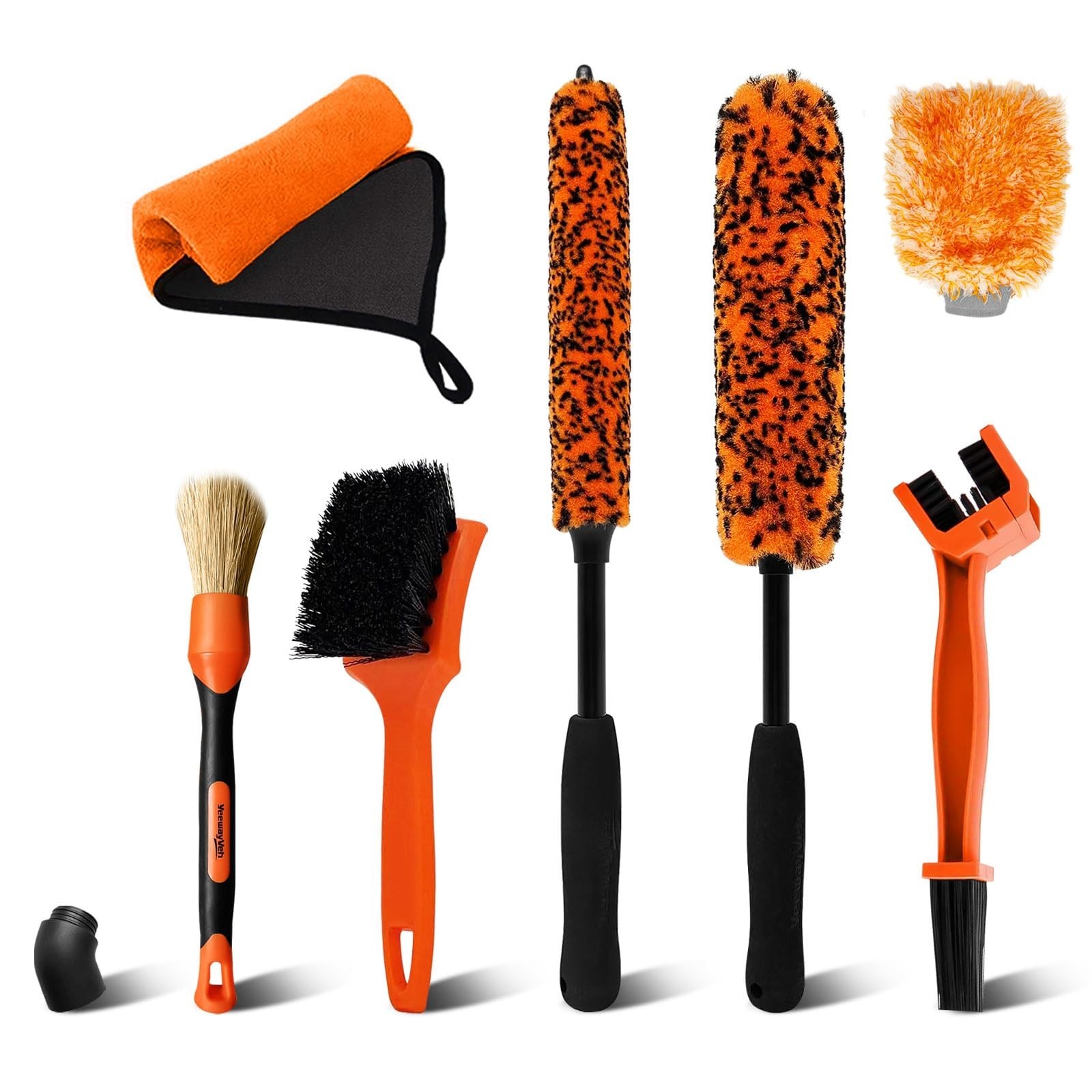 7PCS Motorcycle Cleaning Kit – Bendable Wheel Brushes, Tire & Chain Brush, Wash