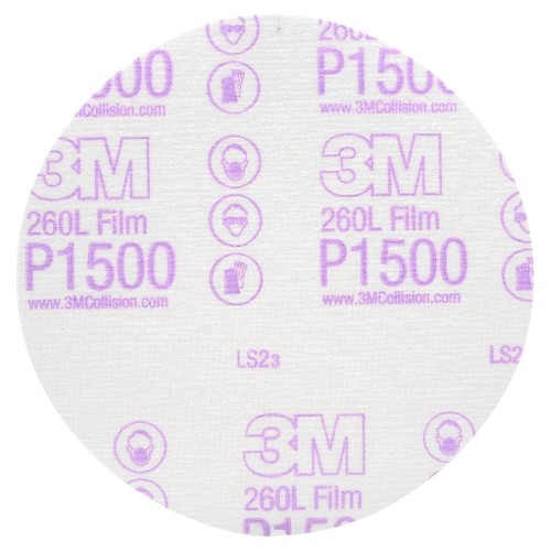 3M 00950 Hookit Finishing Film Abrasive Disc 260L, 6 in, P1500, 100 Discs