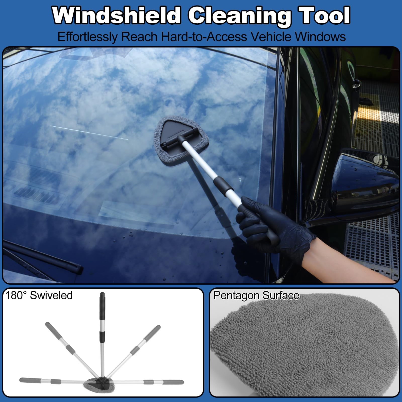 NIKCOSMK Windshield Cleaner Tool, 14Pcs Car Cleaning Kit – Interior…
