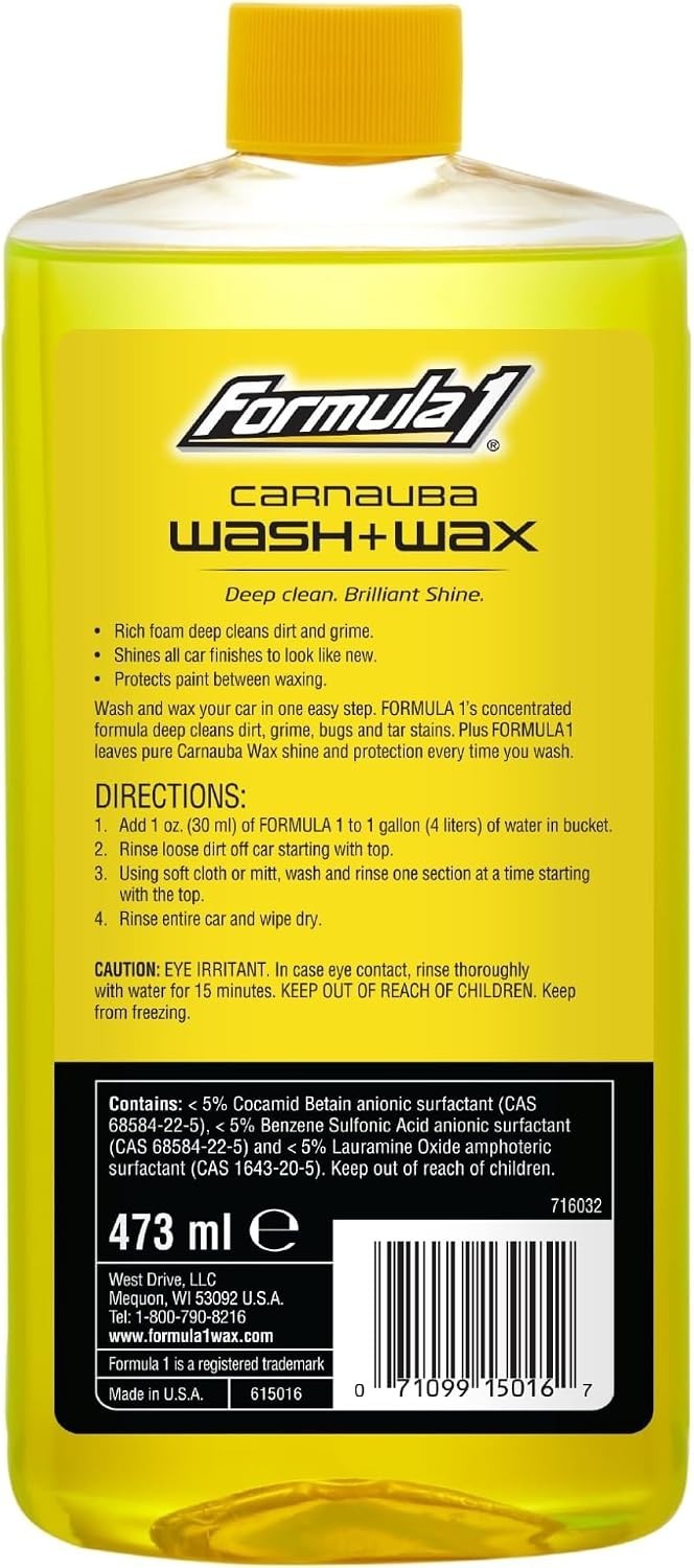 Car Wash and Carnauba Wax, 2-in-1 Car Cleaning Soap for Auto Detailing, Remov…