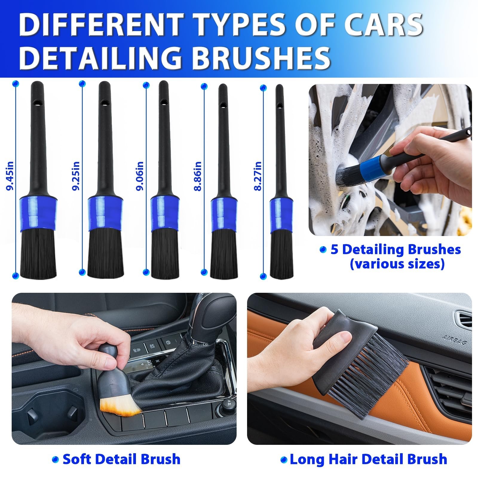 Car Cleaning Kit – High Power Handheld Vacuum, Brush Set, Windshield Cleaner & S