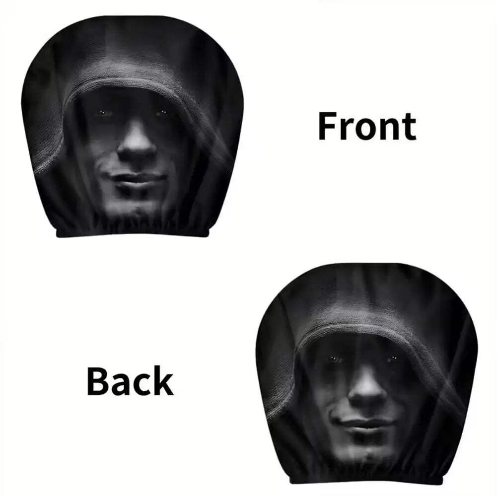 1 Pair High quality Universal Fit Car Headrest Covers Funny Mysterious Printed
