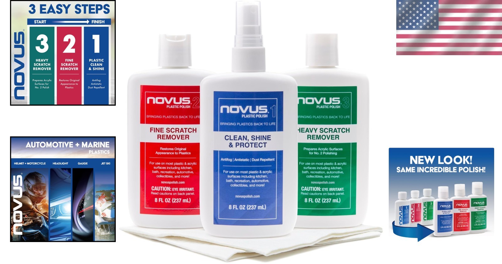 Plastic Cleaner & Shine Kit | Scratch Remover Trio