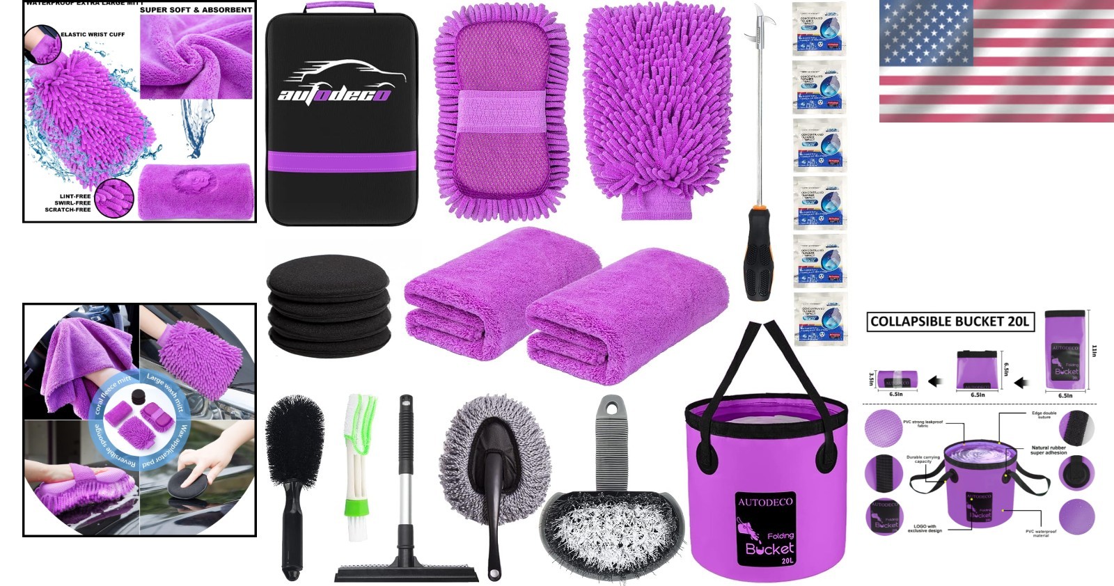 Ultimate 22-Piece Car Detailing Set with Collapsible Bucket & Microfiber Towels
