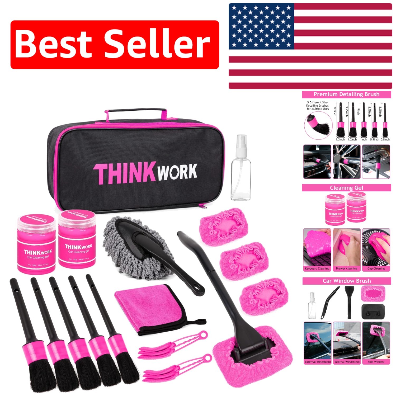 Complete 17pc Pink Car Detailing Kit – Ultimate Care for Your Vehicle’s Interior